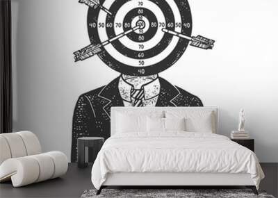 Aim target head businessman sketch raster Wall mural