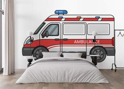 ambulance medical car schematic vector illustration. Medical science educational illustration Wall mural