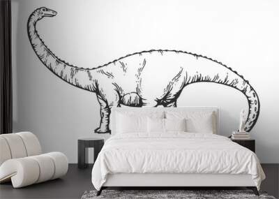 Diplodocus dinosaur engraving vector illustration Wall mural