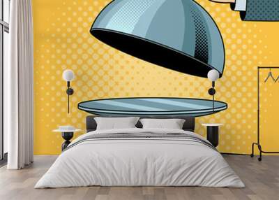 Dish plate with cloche pop art vector Wall mural