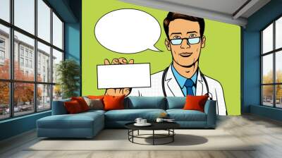 Doctor holding medicine box pop art vector Wall mural