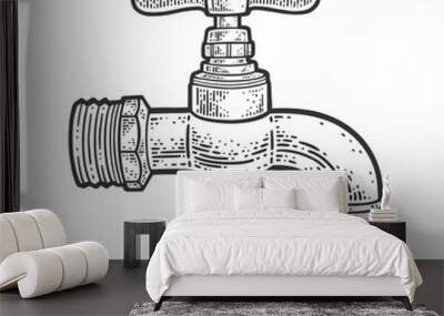 dripping faucet sketch raster illustration Wall mural