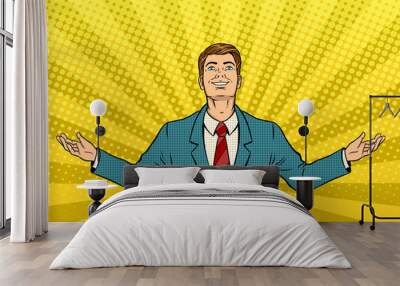 Happy businessman pop art vector Wall mural