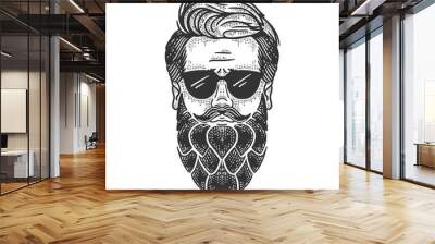 Man with hop beard sketch engraving vector illustration. T-shirt apparel print design. Scratch board imitation. Black and white hand drawn image. Wall mural