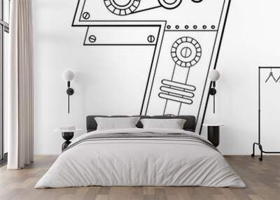 Mechanical number 7 engraving PNG illustration Wall mural