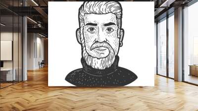 monkey tail beard sketch raster illustration Wall mural