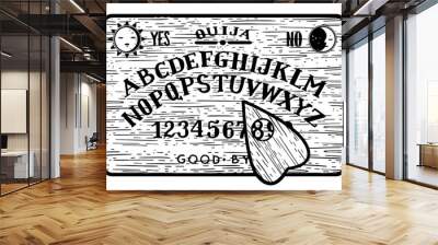 ouija spirit talking board sketch engraving PNG illustration. T-shirt apparel print design. Scratch board imitation. Black and white hand drawn image. Wall mural