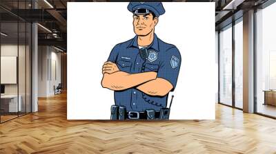 Policeman pop art PNG illustration with transparent background Wall mural