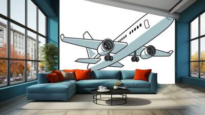 taking off passenger plane pop art retro PNG illustration. Comic book style imitation. Wall mural