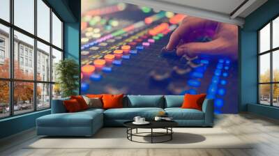 professional digital sound mixer panel with backlit in work Wall mural