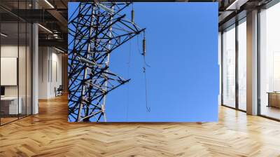 ragged wires of a high voltage power line after a storm Wall mural