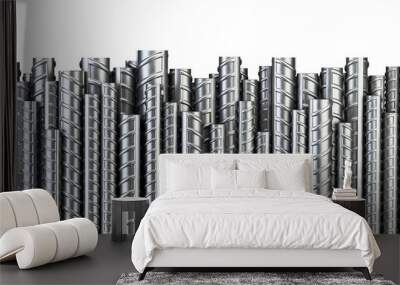 reinforcements steel bars in row. industrial background. building armature. Wall mural