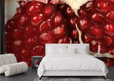 ripe juicy red pomegranate macro Wall mural