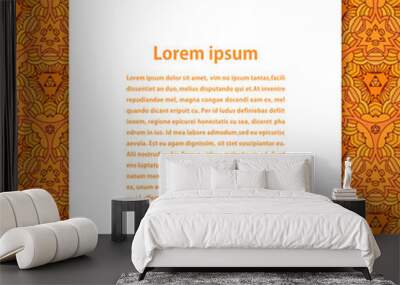 banner white on orange seamless floral background. vector illust Wall mural