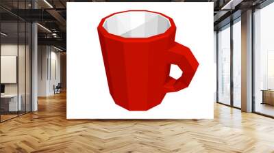 red mug isolated on white background. low poly style. vector ill Wall mural