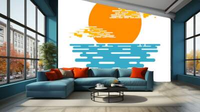 Sea sunset on a white background. Sunset and clouds, icon, isola Wall mural