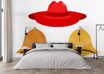 vector illustration of hats on a white background. isolated obje Wall mural