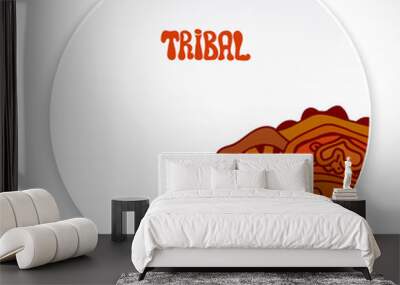 White plate with a print style tribal isolated on white backgrou Wall mural