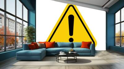 Sign. Exclamation point on a yellow triangle. Caution and warning. Road sign. Caution danger sign. Wall mural