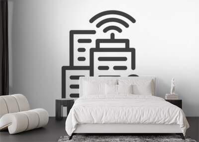 Smart city icon in line style. Editable stroke. Wall mural