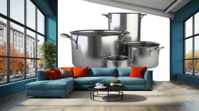 Stainless saucepan set. Wall mural