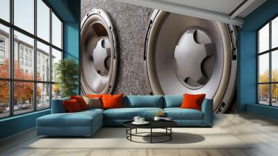 Subwoofer box for car with two subwoofer speakers. Close up Wall mural