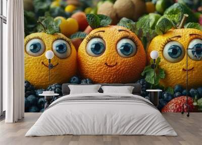 The whimsical world where every vegetable and fruit comes to life with unique traits and charm Wall mural