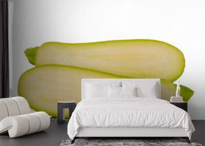 Two halves of ripe zucchini, macro, isolated on white background. Wall mural