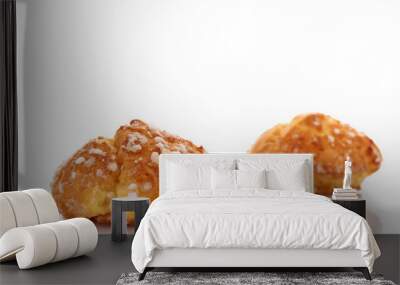 Two sweet chouquette, close-up, isolated on white. Wall mural