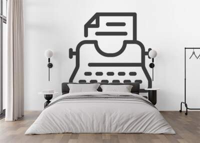 Typewriter icon in line style. Editable stroke. Wall mural