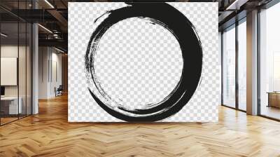 vector brush strokes circles of paint on white background. Ink hand drawn paint brush circle. Logo, label design element vector illustration. Black abstract circle. Frame. Wall mural