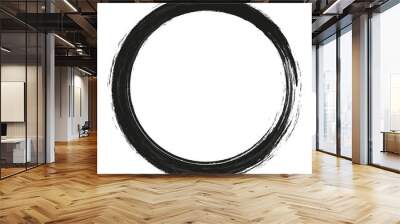 vector brush strokes circles of paint on white background. Ink hand drawn paint brush circle. Logo, label design element vector illustration. Black abstract circle. Frame. Wall mural