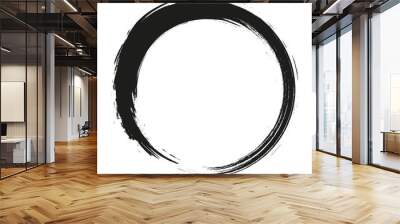 vector brush strokes circles of paint on white background. Ink hand drawn paint brush circle. Logo, label design element vector illustration. Black abstract grunge circle. Frame. Wall mural