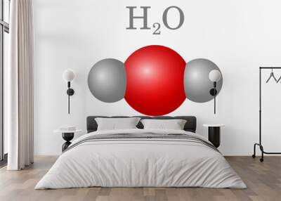 Vector illustration of water molecule on light background. Wall mural