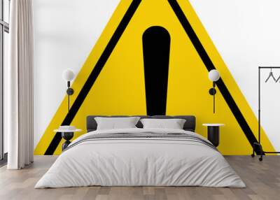 Warning and Caution. Exclamation mark icon isolated on yellow triangle. Wall mural