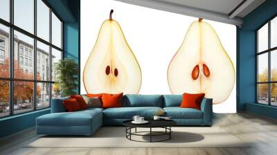 pear cut in half isolated close up on transparent background Wall mural