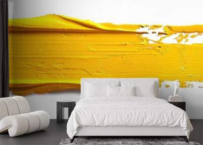 Yellow Paint Stroke. Isolated Abstract Art Background with Acrylic and Gouache Wall mural