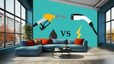 illustration of electric car and fuel fight concept. Wall mural