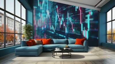 Exchange rate changes, green and red candles Wall mural