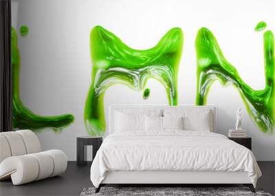 3D slime alphabet set, Halloween green zombie drip goo render text, liquid toxic spooky letters. Monster glossy texture, decorative radioactive scary gel ABC, jelly alien gum. Slime alphabet clipart Wall mural