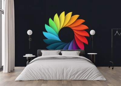 A dynamic and colorful spiral flower logo animation designed for creative projects and multimedia presentations. Offers a seamless loop perfect for branding and artistic endeavors Wall mural