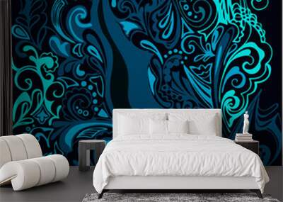 abstract flowering tree glows with contrasting twisted pattern Wall mural