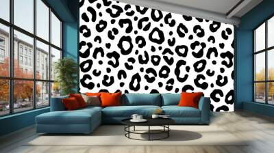 Black and white leopard seamless pattern. Fashion stylish vector texture. Wall mural