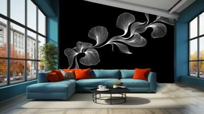 Elegant abstract background with dynamic linear waves. Vector hand drawn illustration in minimalistic linear style. Wall mural