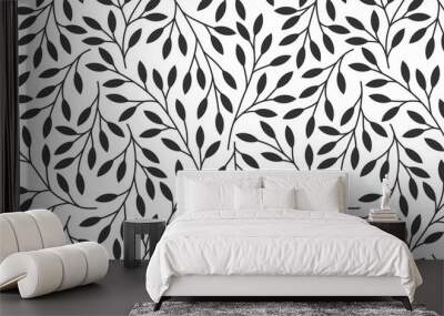 Elegant floral seamless pattern with tree branches. Vector organic background. Wall mural