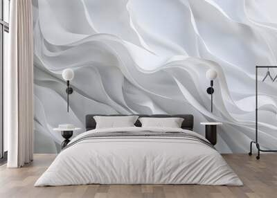 Engage with a mesmerizing animation featuring abstract white fabric waves flowing and overlapping to create a calming and elegant visual effect. Perfect for artistic projects Wall mural