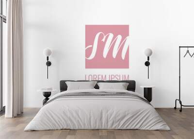 Logo - abbreviation, two letters M and S in a square. Typographic logo Wall mural