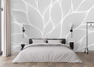 Luxury floral pattern with hand drawn leaves. Elegant astract background in minimalistic linear style. Wall mural