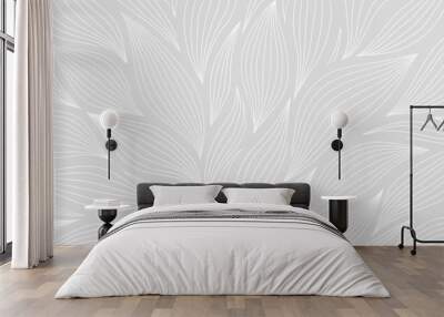 Luxury floral pattern with hand drawn leaves. Elegant astract background in minimalistic linear style. Wall mural