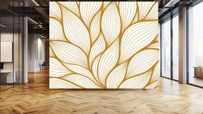 Luxury floral pattern with hand drawn leaves. Elegant astract background in minimalistic linear style. Wall mural